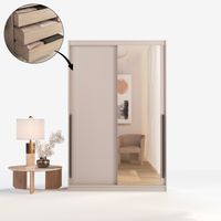 Szafa przesuwna ADAPTE Box z lustrem 140 / 215 szuflady i drążek - Kaszmir