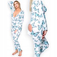 PIŻAMA DAMSKA Rozpinana Klapką Długa MOTYLE 211 XL