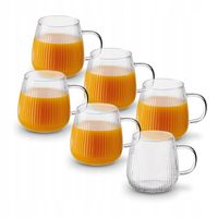 Zestaw SZKLANEK do KAWY Herbaty Szklane z uchem Tadar Resis Patty 6x380ml