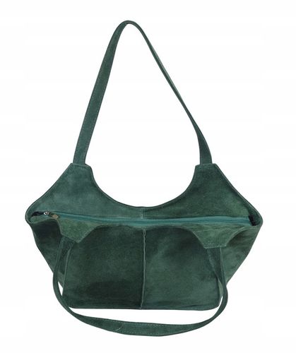 VERA PELLE Zamszowa TOREBKA duża SHOPPER BAG Praktyczne wnętrze Skóra Nat. na Arena.pl