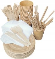 EKOLOGICZNY ZESTAW NA GRILLA PIKNIK PAPIEROWE KUBKI TALERZE SZTUĆCE 50 osób