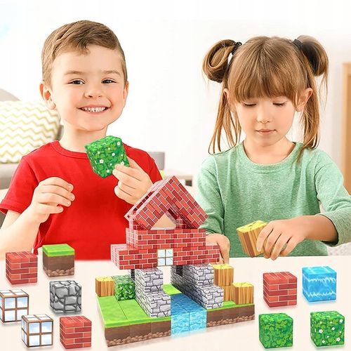 KLOCKI MAGNETYCZNE SZEŚCIANY DLA DZIECI 1 LUDZIK 100 KLOCKÓW POMYSŁ ZESTAW na Arena.pl