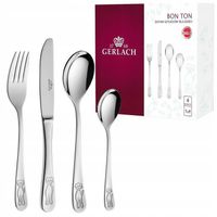 GERLACH SZTUĆCE DZIECI DZIECIĘCE KOMPLET 4EL PIESKI STAL NIERDZEWNA BON TON