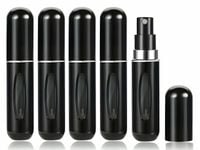 Atomizery podróżne do perfum wielokrotnego użytku 5x 5ml czarne