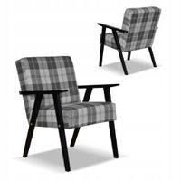 Fotel w stylu PRL retro vintage SOLER Family Meble krata szara