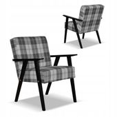 Fotel w stylu PRL retro vintage SOLER Family Meble krata szara