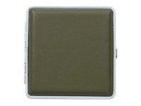 Metalowa Papierośnica Pokryta Gładką Ekoskórą Jednolity Oliwkowy Kolor