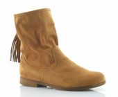 Botki zamszowe na płaskim obcasie wsuwane camel Rozmiar obuwia - 36