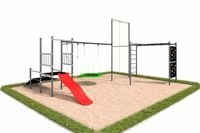 Duży plac zabaw ogrodowy DUMO MAX siłownia dla dzieci, monkey bar, zjeżdżalnia