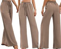 SPODNIE DAMSKIE LUŹNE SZEROKIE KULOTY proste KOLORY L/XL