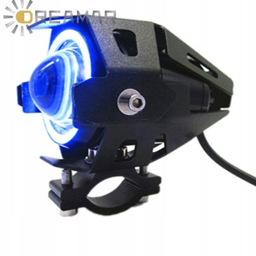 2Xhalogen Motocyklowy U7 +Ring Blue+Włącznik Black na Arena.pl