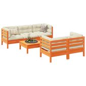 6-cz., ogrodowy zestaw wypoczynkowy z poduszkami, woskowy brąz