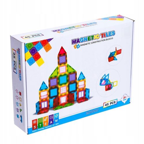 KLOCKI MAGNETYCZNE 3D Układanka Edukacyjna 45 elementów na Arena.pl