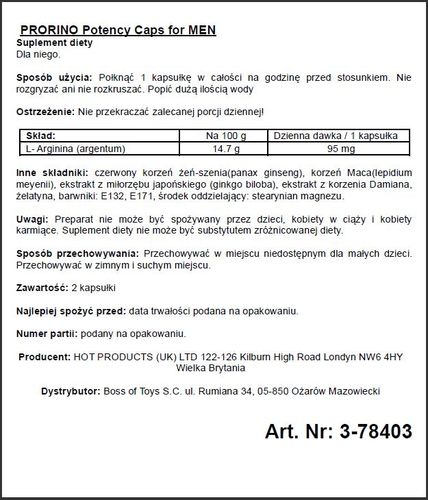 supl.diety prorino men  2pcs black line potency caps na Arena.pl