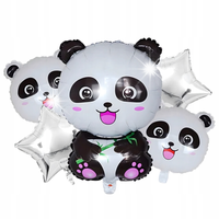 Zestaw Balonów Urodzinowych Panda Zwierzęta na Urodziny Przyjęcia 5 szt