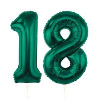 Balony foliowe liczba 18 butelkowy zielony, 85 cm