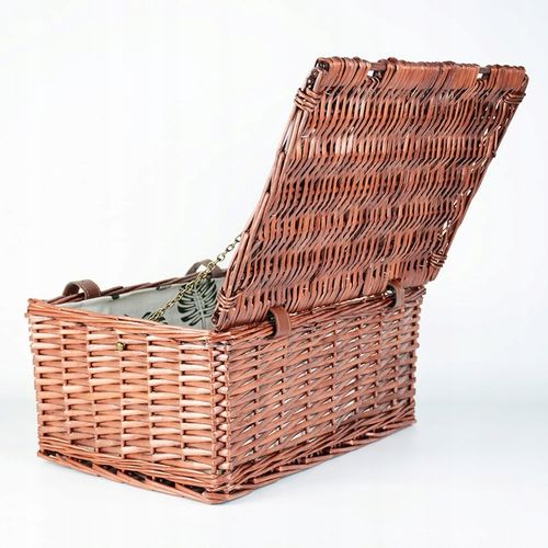 WIKLINOWY KOSZ PIKNIKOWY ZESTAW DLA 4 OSÓB ZASTAWA Z TALERZAMI KIELISZKAMI na Arena.pl