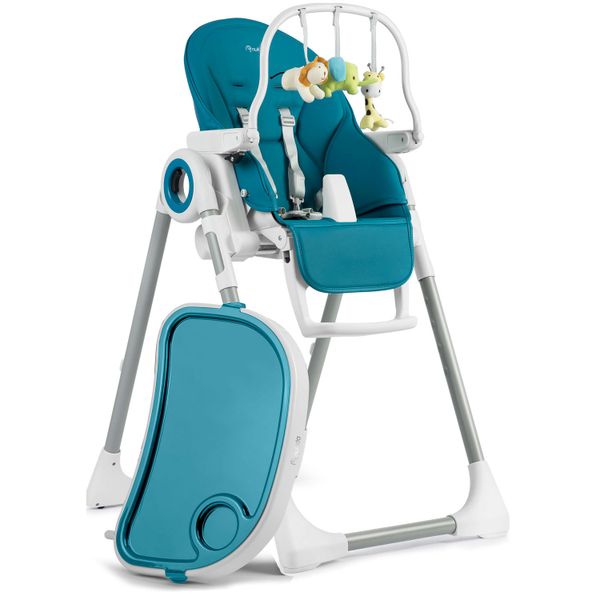 Krzesełko do karmienia ze stolikiem, leżaczek Belo ciemno niebieskie + pałąk z zabawkami zdjęcie 2