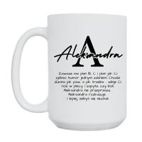 KUBEK Z IMIENIEM "ALEKSANDRA" Wzór - Duży 450 ml