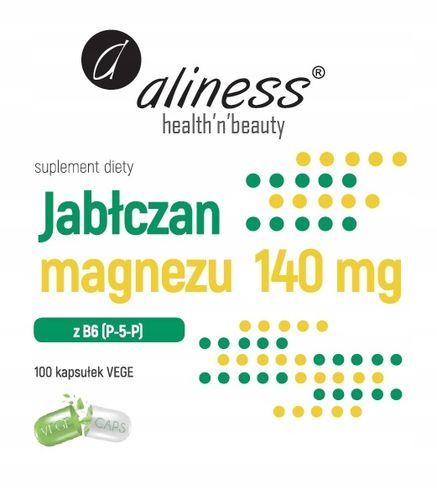 Aliness Jabłczan MAGNEZU 140 mg z B6 5mg ZMĘCZENIE SENNOŚĆ 100 vege kaps na Arena.pl