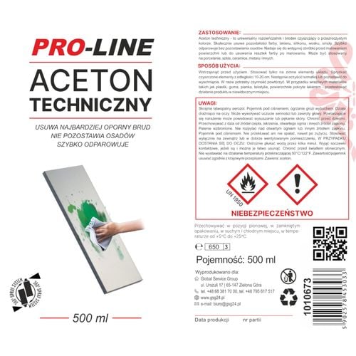 aceton techniczny 100% w sprayu pro-line spray 500ml na Arena.pl