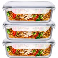 2 x POJEMNIKI NA ŻYWNOŚĆ SZKLANY ZESTAW SZKLANE HERMETYCZNE LUNCHBOX 3szt F