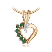 wisiorek serce złoto szmaragdy diament