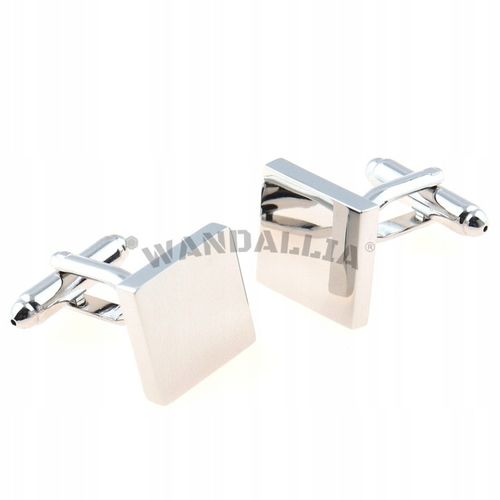 WANDALLIA Spinki do mankietów SP-MN-190 Kwadratowe Srebrne Stylowe Ślubne na Arena.pl