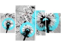 70CM 120CM OBRAZ 4 ELEM DMUCHAWCE DELIKATNYM TURKUSIE ŚCIENNY