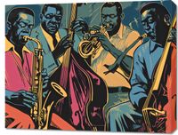 Obraz 90x70cm Jazzmani w Gazie