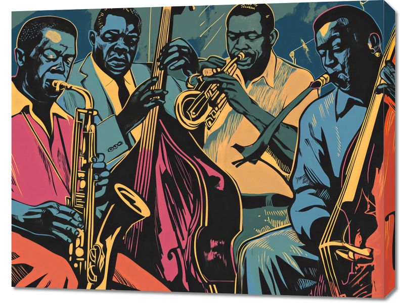 Obraz 90x70cm Jazzmani w Gazie zdjęcie 1