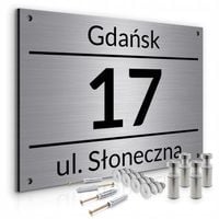 NIERDZEWNY NUMER NA DOM 40x30cm TABLICZKA ADRESOWA ALUMINIUM + DYSTANSE