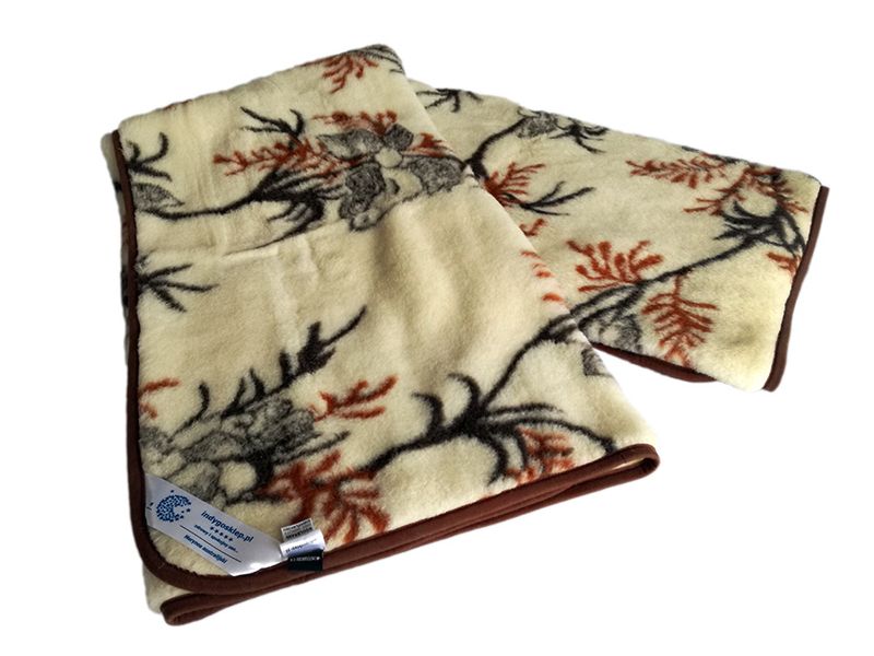 koc wełniany merynos australijski, wzór wrzos 200x200 (+-5cm) zdjęcie 2