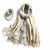 SZAL SZALIK Damski KASZMIR 100% KASZMIROWY BEŻOWY SZARY