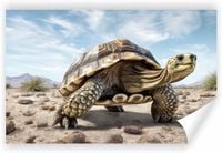 Fototapeta PREMIUM STRUKTURA ZMYWALANA tapeta NA WYMIAR żółw na skale