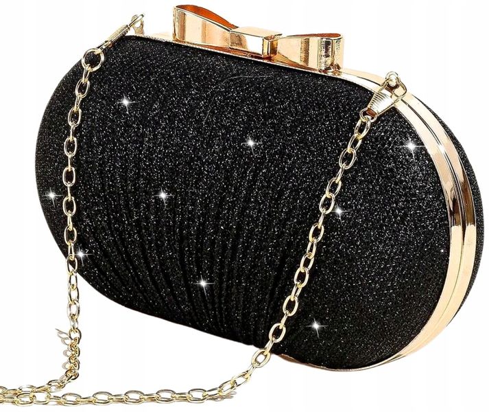 Czarna Torebka Wieczorowa Kopertówka Wizytowa Mała zdjęcie 9