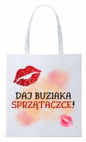 Torba Biała Eco Shopper Dla Sprzątaczki Prezent Z Nadrukiem Ze Zdjęciem