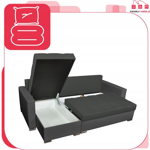 Narożnik Figo rozkładany z funkcją spania rogówka Family Meble szaro szary na Arena.pl