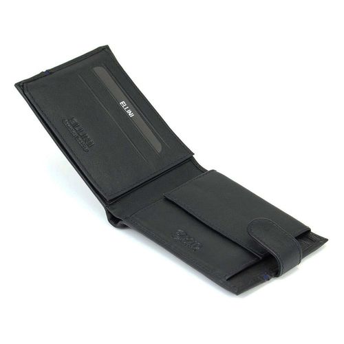 skórzany portfel męski z rfid ellini - czarno-granatowy na Arena.pl