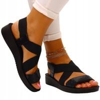 SANDAŁY DAMSKIE LETNIE CZARNE WYGODNE ELEGANCKIE SPORTOWE GUMECZKI