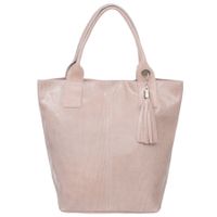 VERA PELLE torebka skórzana shopper lakierowana na ramię V588 j.różowa