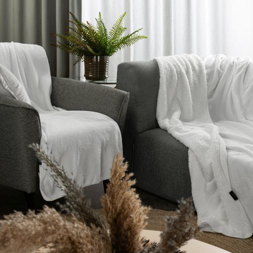Miękki koc dwustronny TEDY 170X210 biały na Arena.pl