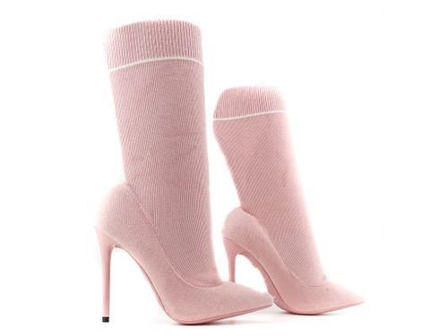 Różowe botki szpilce typu skarpetka 39 na Arena.pl