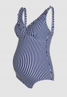JoJo Maman Bébé Online only Maternity Striped Frill V-Neck Swimsuit S