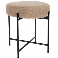 TABORET Z OBCIEM BOUCLE Ø 36 CM METALOWA PODSTAWA WYSOKOŚĆ 40 CM