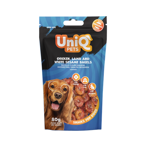 Przysmaki dla psa bajgle z kurczakiem, jagnięciną i białym sezamem 80g na Arena.pl