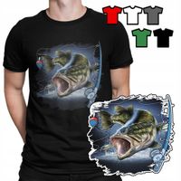 KOSZULKA T-SHIRT MĘSKI WZORY WYBÓR - RYBY SZCZUPAKI WĘDKOWANIE HOBBY - XS