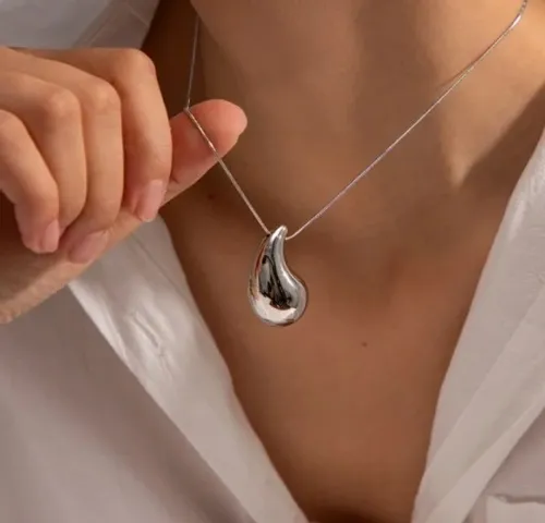 Naszyjnik łańcuszek srebrny KROPLA łezka na Arena.pl