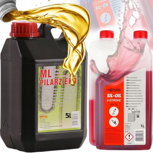 OLEJ DO SMAROWANIA PROWADNIC ŁAŃCUCHÓW PIŁY 5L + OLEJ DO MIESZANKI PALIW 1L na Arena.pl