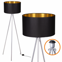 Lampa Stojąca Trigni SREBRNA Styl Skandynawski abażur Czarno złoty